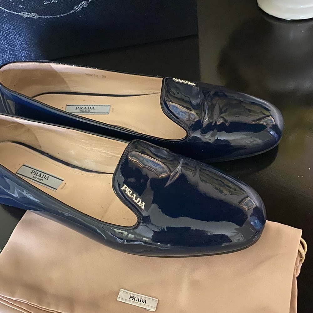 Prada Navy Patent Leather flats